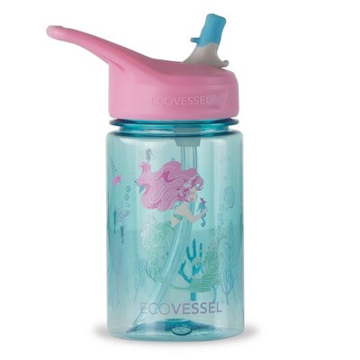  EcoVessel 12oz BPA-Free Reusable Plastic Kids' Water Bottle with Straw - Mermaid 