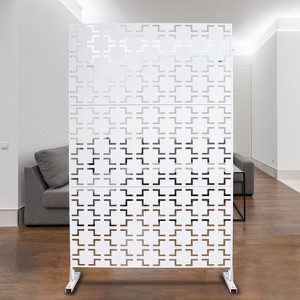 PAGED Privacy Screen Modern Metal Fence Partition Panel with Rectangular Pattern for Balcony Garden Room Divider, 76" H×48" W - 1 of 4