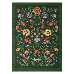 Washable Vintage Floral Living Room Rugs, Soft Large Farmhouse Bedroom Carpet, Non Slip Stain Resistant Floor Cover for Dining Room Kitchen - 1 of 4