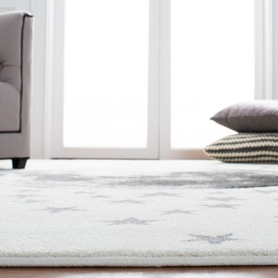 Ivory and Grey Moon and Stars Kids Area Rug