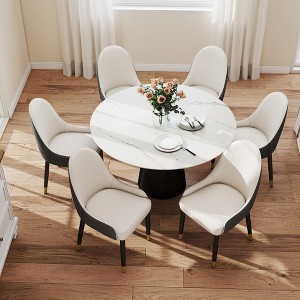 Dining Chairs Set of 6, Backrest Cushions and Black Metal Legs, Suitable for Restaurants, Kitchens, and Bedrooms Dining Room Chairs - 1 of 4