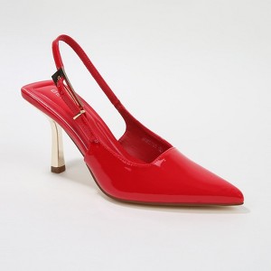 Berness Women's Honey Glossy Slingback Heels with Gold Buckle Detail - 1 of 4