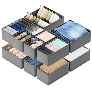 Set of 12 Collapsible Drawer Organizer Bins for Clothes, Closet Organizers and Storage Dividers for Clothing -SpaceAid® - 1 of 4