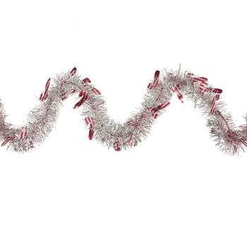 Northlight 50' x 3" Silver Christmas Candy Cane Wrapped Tinsel Garland - Unlit