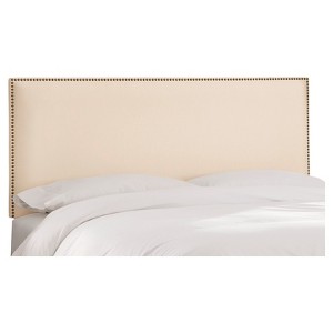 Twin Arcadia Nailbutton Faux Silk Upholstered Headboard Shantung Parchment - Skyline Furniture