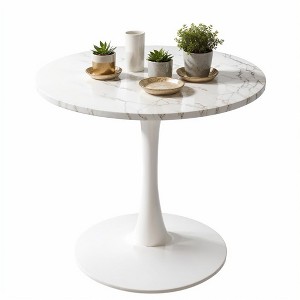 Hooseng Round Dining Table with MDF Table Top and Metal Base, Mid-Century Modern Dining Room Table for 2 - 4 Person - 1 of 4