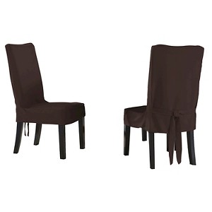 Chocolate Relaxed Fit Smooth Suede Furniture Dining Chair Slipcover - Serta, Brown Short