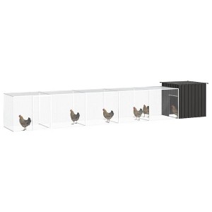 vidaXL Large Galvanized Steel Chicken Cage in Anthracite - 236.2"x35.8"x39.4" with Secure Gate and Extension Cage - 1 of 4