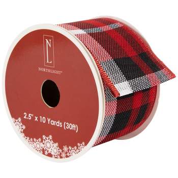 10 Yards - 1.5 Wired Red, Black, and White Cross Plaid Ribbon –  foxwreathsupplies