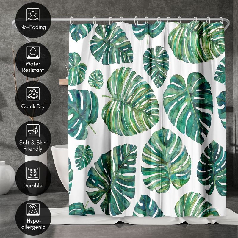 Americanflat 71" x 74" Shower Curtain, Tropical Leaves by Elena O'Neill, 5 of 9