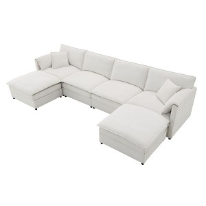 NicBex Modern 134" Chenille Sectional Sofa Modular U Shape Sofa Couch with 2 Ottomans for Living Room Apartment - 1 of 4