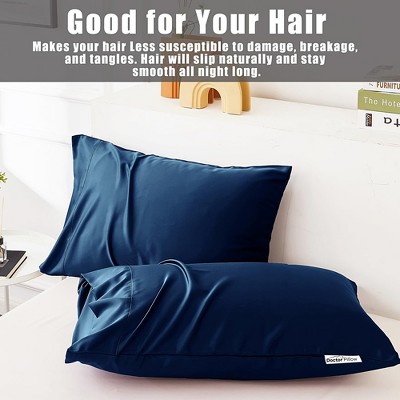 Navy Blue Bamboo Rayon Cooling Standard Pillowcases with Zipper Closure