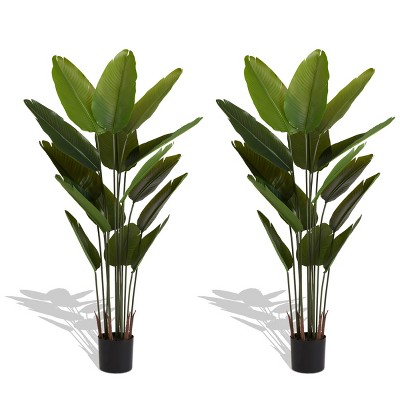 SKRAN Artificial Tree, Set of 2 Artificial Green Plant, Suitable for Indoor and Outdoor Decoration, Living Room Toilet Door Decoration