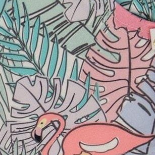 lilac tropical and pink flamingos