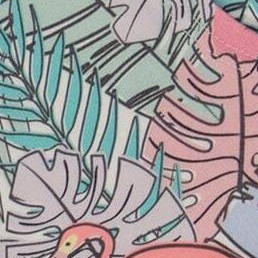 lilac tropical and pink flamingos