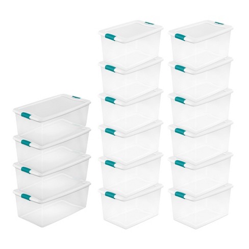 Sterilite 106 Qt Clear Plastic Stackable Storage Bin w/ White