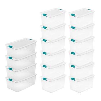 Sterilite 106 Quart (4 Pack) & 64 Quart (12 Pack) Latching Clear Plastic Storage Organizer Tote Tub Container Bin Box for Organization and Storage