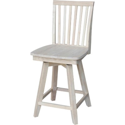 Brown Parawood Swivel Counter Stool, 24" Height