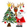 Men's Design By Humans Funny Cute Santa Claus and Christmas Reindeer by Tree By SmileToday T-Shirt - 2 of 4