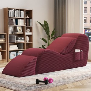 SYFERLORY Ergonomic Yoga Chair with Ottoman - Recliner with Side Pockets & Waist Pillow for Stretching and Relaxing - Fits Living Room or Bedroom - 1 of 4