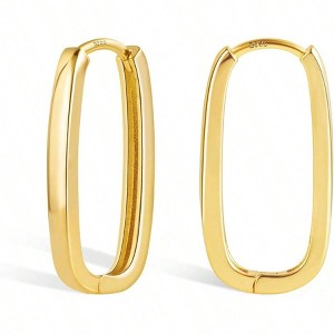 Fashion Rectangle Hoop Earrings for Women Daily Minimalist and Hypoallergenic - 1 of 4