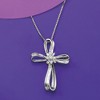 Ross-Simons 0.10 ct. t.w. Diamond Ribboned Cross Pendant Necklace in Sterling Silver - 3 of 4