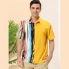 Lars Amadeus Men's Irregular Geometric Color Block Button Down Short Sleeve Shirts - 2 of 4