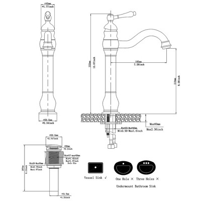 Antique Brass Single Handle Vessel Sink Faucet with Drain Assembly