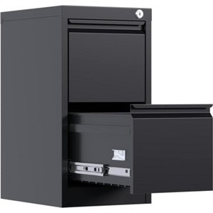 2 Drawer File Cabinet with Lock, Metal Vertical Filing Storage Cabinet for Home Office Organize Letters/Legal/A4, Black - 1 of 1