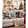 Christmas Throw Pillow Covers 18x18 Set of 4,Linen Pillow Cases Vintage Nordic Snowman Tree Plaid Gray White - 3 of 4