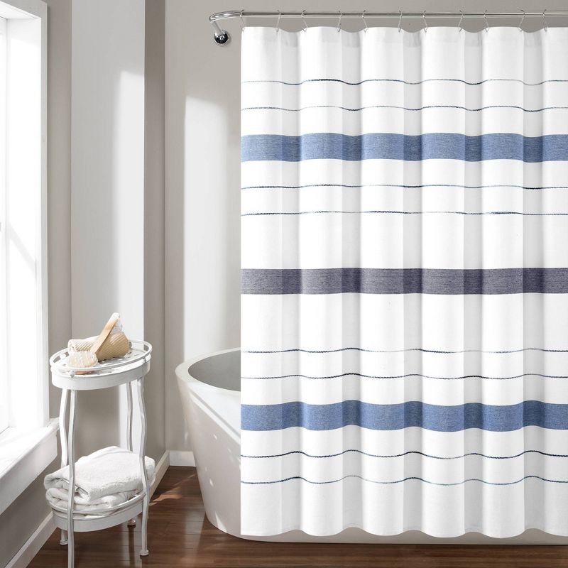 72"x72" Yarn Dyed Eco Friendly Recycled Cotton Shower Curtain - Lush Décor, 1 of 5