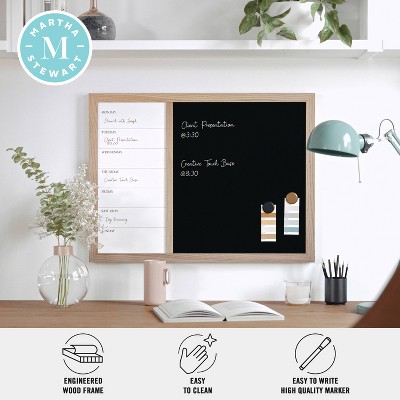 Light Natural Woodgrain Magnetic Weekly Calendar Dry Erase and Chalk Board 24" x 18"