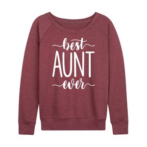 Women's - Instant Message - Best Aunt Ever Lightweight French Terry Wide Neck Long Sleeve Graphic Shirt - 1 of 4