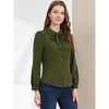 INSPIRE CHIC Women's Peter Pan Collar Bow Tie Neck Puff Long Sleeve Workwear Button Blouses - 4 of 4