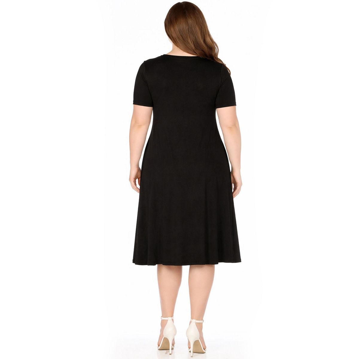 Plus Size Tee Swing Midi Dress -White Mark - thumbnail 3