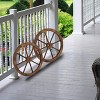Slickblue Set of 2 Rustic Wooden Wagon Wheel Wall Decor, 24" Western Style Garden Accent for Home & Yard - 3 of 4