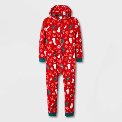 Girls' Christmas Print Union Suit - Cat & Jack™ Red - image 1 of 3