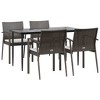 vidaXL 5 Piece Patio Dining Set with Cushions Poly Rattan and Steel - Brown 55.1" Table Length 4 Chairs - 3 of 4