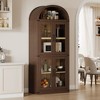 71" Tall Modern Farmhouse Arched Bookcase Cabinet – 6-Tier Freestanding Wooden Entryway Storage, Deep Display Organizer - 3 of 4