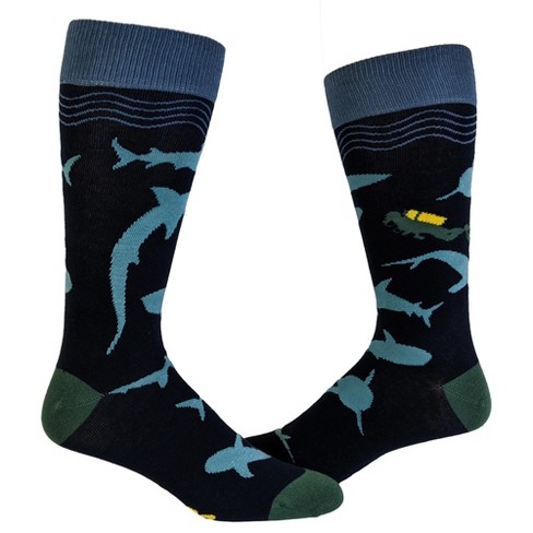 Crazy Dog T-Shirts Men's Scuba Shark Socks Funny Shark Week Scuba Dive Ocean Vacation Novelty Footwear - image 1 of 4