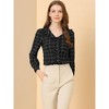 Allegra K Women's Cute Collar Checked Long Sleeve Button-Down Shirts - 2 of 4