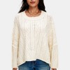 Knit & Lounge Women’s Open Knit Long Sleeve Crewneck Sweater Lightweight Cable Textured Soft Pullover Relaxed Fit - 4 of 4