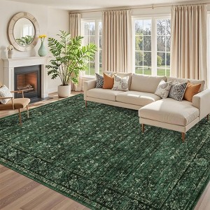 Vintage  Area Rug for Living Room Bedroom Non-Slip Low Pile Machine Washable Rug - 1 of 4