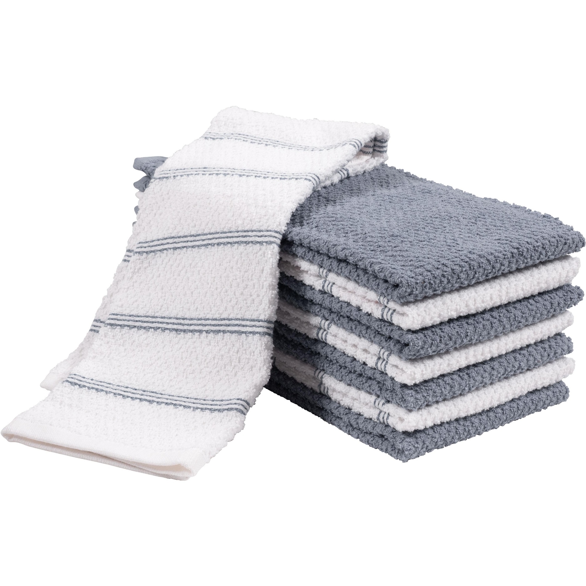KAF Home Pantry Piedmont Terry Kitchen Towels | Set of 8, 16 x 26 inch, Absorbent Terry Cloth Dish Towels, Hand Towels, Tea Towels | Faded Denim
