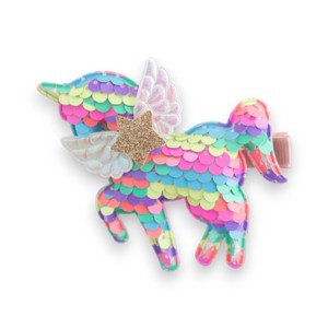 Summer Crystal - Winged Sequin Unicorn Hair Clip - 1 Pack - 1 of 4