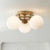 Possini Euro Design Modern Ceiling Light Flush Mount Fixture Brass 18" Wide 3-Light Frosted White Glass Globes Bedroom Living Room - 2 of 4