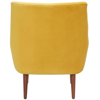 Amina Gold Velvet and Wood Tufted Accent Chair