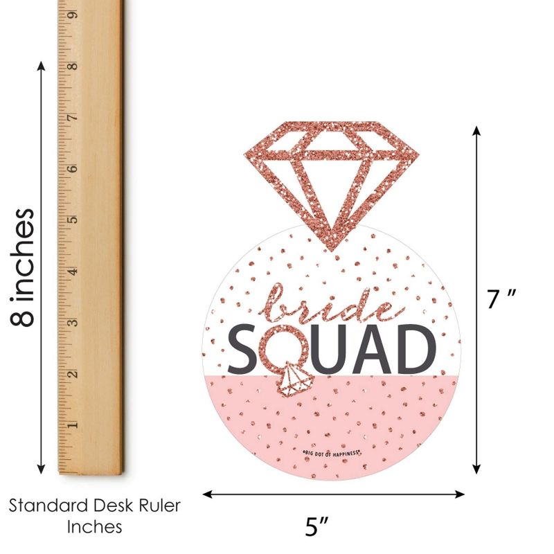 Big Dot of Happiness Bride Squad - Bar Bingo Cards and Markers - Rose Gold Bridal Shower or Bachelorette Party Shaped Bingo Game - Set of 18, 5 of 6