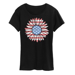 Women's - Instant Message - Daisy Usa Flag Short Sleeve Graphic T-Shirt - 1 of 4