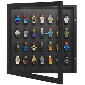 Americanflat 14x14 Minifigure Display Case with Polished Plexiglass - Holds 28 Minifigures - Wall-Mounted Display Case for Small Collectibles - Black - 1 of 4